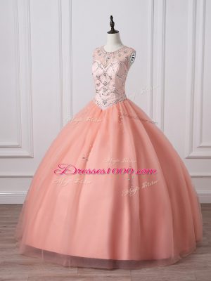 Sexy Sleeveless Beading Zipper Quinceanera Gown