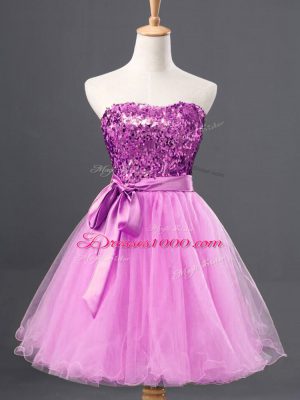 Mini Length A-line Sleeveless Lilac Prom Dress Zipper