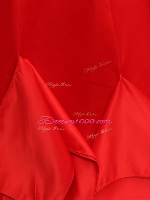 Colorful Red Sleeveless Satin Brush Train Zipper Prom Dresses for Prom and Party and Military Ball