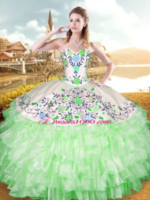 Romantic Sleeveless Organza and Taffeta Lace Up Vestidos de Quinceanera for Military Ball and Sweet 16 and Quinceanera