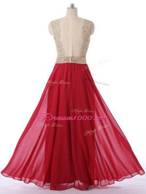 Enchanting Champagne Zipper Scoop Beading Quinceanera Court of Honor Dress Chiffon Sleeveless