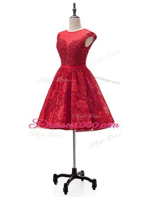 Sophisticated Mini Length A-line Sleeveless Red Prom Dress Lace Up