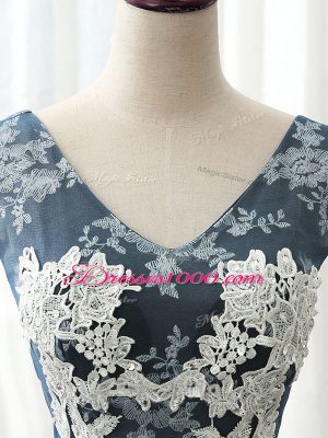 Delicate Navy Blue Lace Up Scoop Ruffles and Pattern Sweet 16 Quinceanera Dress Organza and Taffeta and Chiffon and Tulle Sleeveless