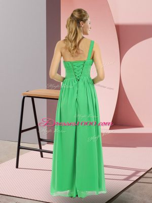 Green One Shoulder Lace Up Beading Homecoming Dress Sleeveless