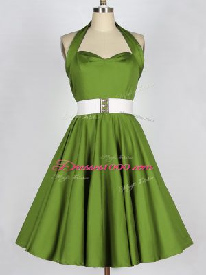 Affordable Olive Green Sleeveless Taffeta Lace Up Wedding Guest Dresses for Prom and Party and Wedding Party