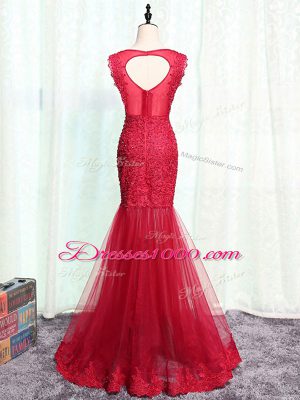 Scoop Sleeveless Tulle Mother of the Bride Dress Lace and Appliques Zipper