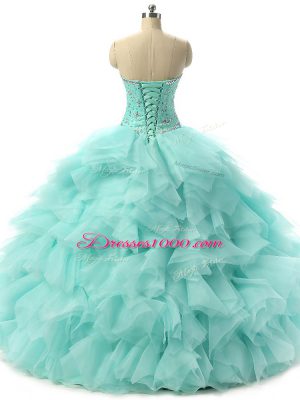 Flirting Floor Length Ball Gowns Sleeveless Apple Green Sweet 16 Quinceanera Dress Lace Up