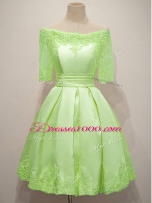 Half Sleeves Lace Up Knee Length Lace Quinceanera Court of Honor Dress