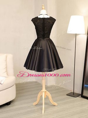 Inexpensive Black Sleeveless Lace and Appliques Mini Length Prom Dress