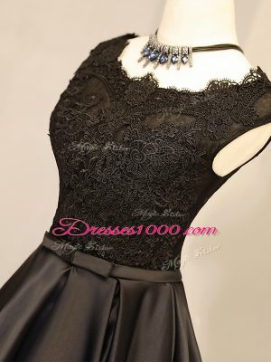 Inexpensive Black Sleeveless Lace and Appliques Mini Length Prom Dress