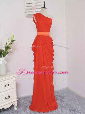 Captivating One Shoulder Sleeveless Chiffon Court Dresses for Sweet 16 Pick Ups Zipper