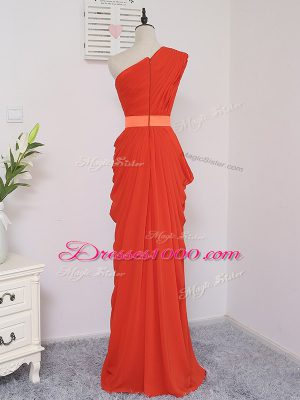 Captivating One Shoulder Sleeveless Chiffon Court Dresses for Sweet 16 Pick Ups Zipper