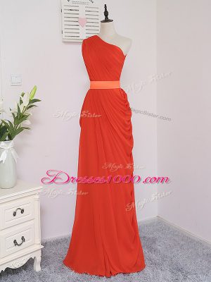 Captivating One Shoulder Sleeveless Chiffon Court Dresses for Sweet 16 Pick Ups Zipper