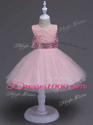 Most Popular Knee Length Ball Gowns Sleeveless Baby Pink Teens Party Dress Zipper