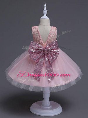 Most Popular Knee Length Ball Gowns Sleeveless Baby Pink Teens Party Dress Zipper