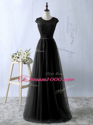 Popular Scoop Sleeveless Zipper Homecoming Dress Black Tulle