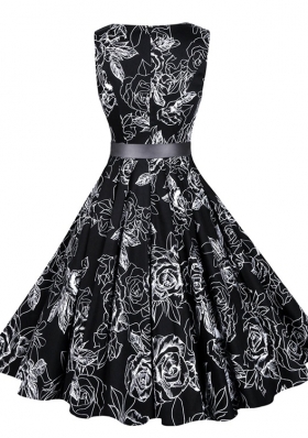 Ideal Black Chiffon Zipper Prom Party Dress Sleeveless Knee Length Sashes|ribbons and Pattern