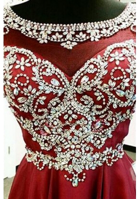 Low Price Burgundy A-line Bateau Cap Sleeves Chiffon Mini Length Zipper Beading and Sashes|ribbons Prom Gown