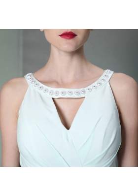 Classical Column/Sheath Apple Green Scoop Chiffon Sleeveless Floor Length Zipper