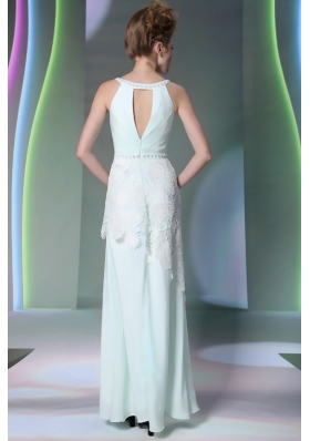 Classical Column/Sheath Apple Green Scoop Chiffon Sleeveless Floor Length Zipper