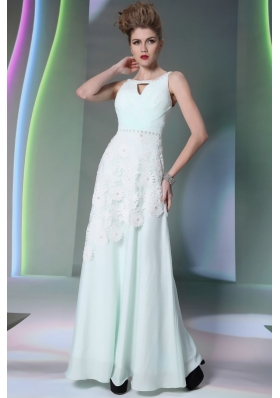 Classical Column/Sheath Apple Green Scoop Chiffon Sleeveless Floor Length Zipper