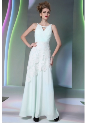 Classical Column/Sheath Apple Green Scoop Chiffon Sleeveless Floor Length Zipper