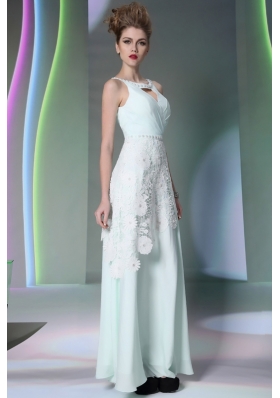 Classical Column/Sheath Apple Green Scoop Chiffon Sleeveless Floor Length Zipper