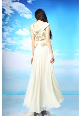 Scoop Ankle Length Column/Sheath Sleeveless White Prom Dress Side Zipper