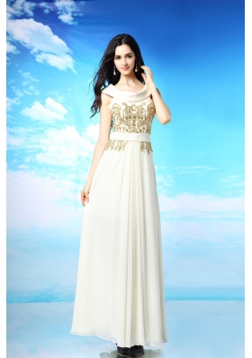 Scoop Ankle Length Column/Sheath Sleeveless White Prom Dress Side Zipper