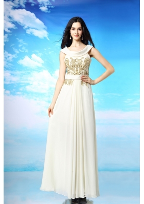 Scoop Ankle Length Column/Sheath Sleeveless White Prom Dress Side Zipper