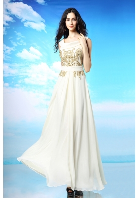 Scoop Ankle Length Column/Sheath Sleeveless White Prom Dress Side Zipper