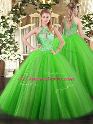 Ball Gowns Sequins Sweet 16 Quinceanera Dress Lace Up Tulle Sleeveless Floor Length