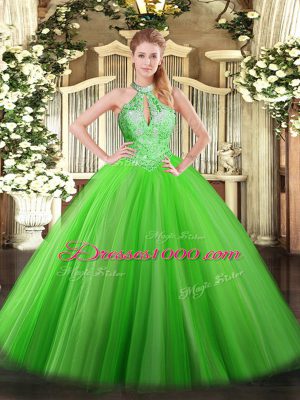 Ball Gowns Sequins Sweet 16 Quinceanera Dress Lace Up Tulle Sleeveless Floor Length
