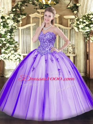 Tulle Sleeveless Floor Length Quinceanera Dresses and Appliques