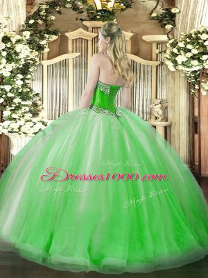 Green Quinceanera Dresses Military Ball and Sweet 16 and Quinceanera with Beading and Ruffles Halter Top Sleeveless Lace Up