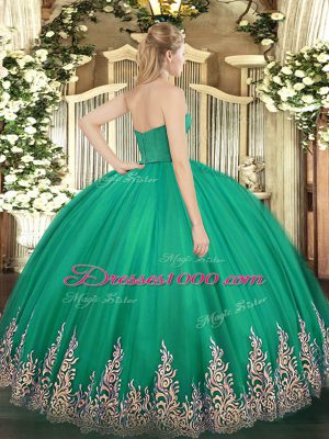 Zipper Strapless Appliques Sweet 16 Dresses Tulle Sleeveless
