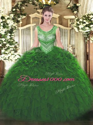 Captivating Floor Length Ball Gowns Sleeveless Green Vestidos de Quinceanera Lace Up