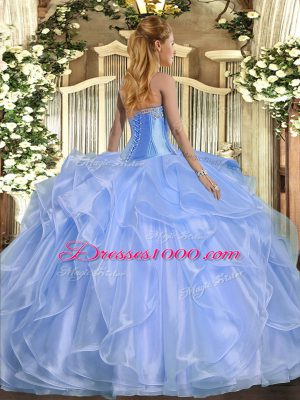 Fantastic Organza Sweetheart Sleeveless Lace Up Beading and Ruffles Sweet 16 Dress in Champagne