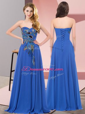 Free and Easy Chiffon Sleeveless Floor Length Homecoming Dress and Embroidery