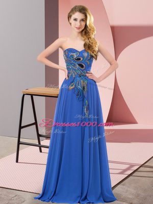 Free and Easy Chiffon Sleeveless Floor Length Homecoming Dress and Embroidery
