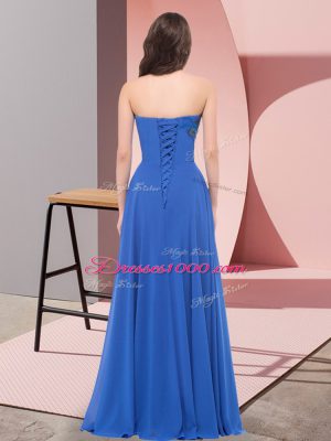 Free and Easy Chiffon Sleeveless Floor Length Homecoming Dress and Embroidery