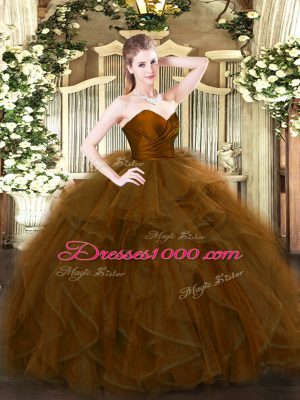Floor Length Brown Quinceanera Dresses Sweetheart Sleeveless Zipper