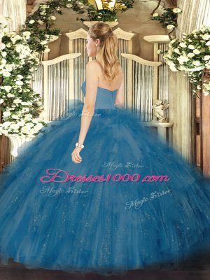 Hot Selling Brown Sweetheart Zipper Ruffles Ball Gown Prom Dress Sleeveless