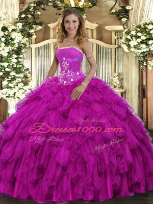 Best Sleeveless Beading and Ruffles Lace Up Sweet 16 Quinceanera Dress