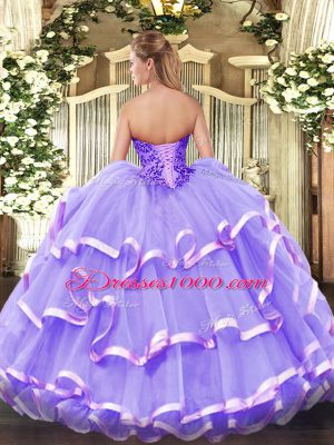 Fantastic Sleeveless Floor Length Appliques and Ruffled Layers Lace Up Sweet 16 Dresses