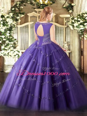 Decent Dark Green Sleeveless Beading and Appliques Floor Length Quinceanera Gowns