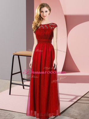Charming Wine Red Sleeveless Chiffon Zipper for Prom and Party