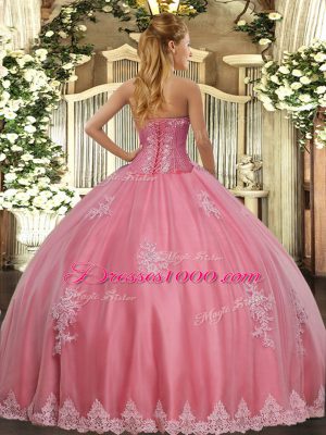 Lilac Tulle Lace Up Sweet 16 Quinceanera Dress Sleeveless Floor Length Beading and Appliques