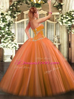 Gold Sweetheart Neckline Beading Sweet 16 Dress Sleeveless Lace Up