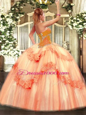 Attractive Yellow Sleeveless Tulle Lace Up Sweet 16 Quinceanera Dress for Sweet 16 and Quinceanera